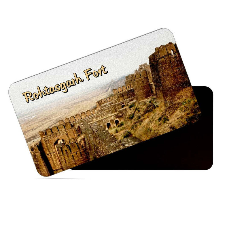 dhcrafts Rectangular Rubber Fridge Magnet / Magnetic Card Multicolor Bihar Rohtasgarh Fort Design Pack of 1 (8.6cm x 5.4cm)